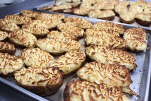 Twice baked potato with goat cheese