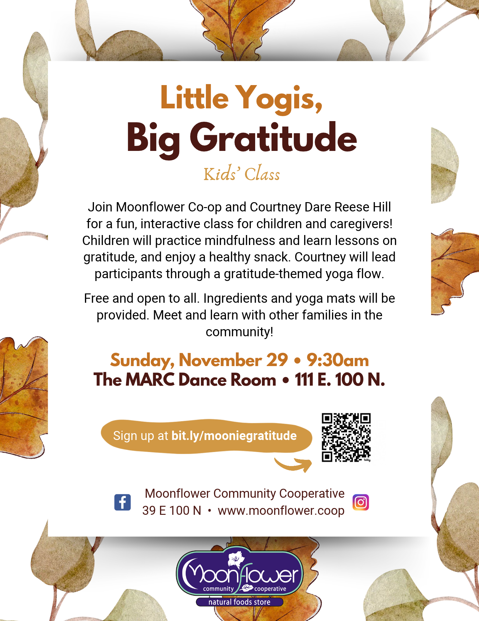 Little Yogis, Big Gratitude Kids’ Class